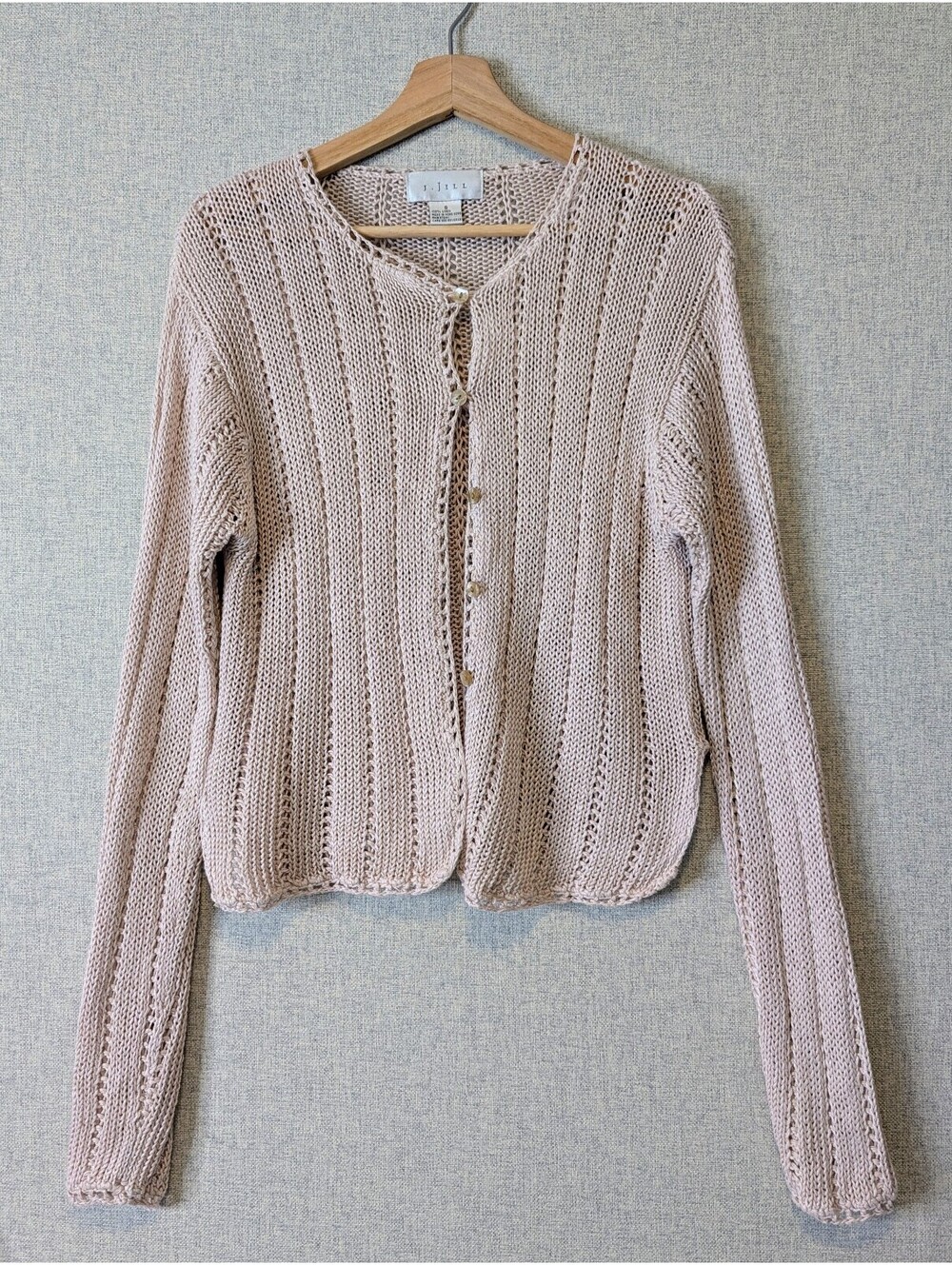 Vintage 90s J. Jill openwork chunky knit linen cardigan